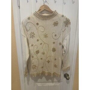 Mauranda Long Sleeve Pullover Sweater Women's Beaded Size L